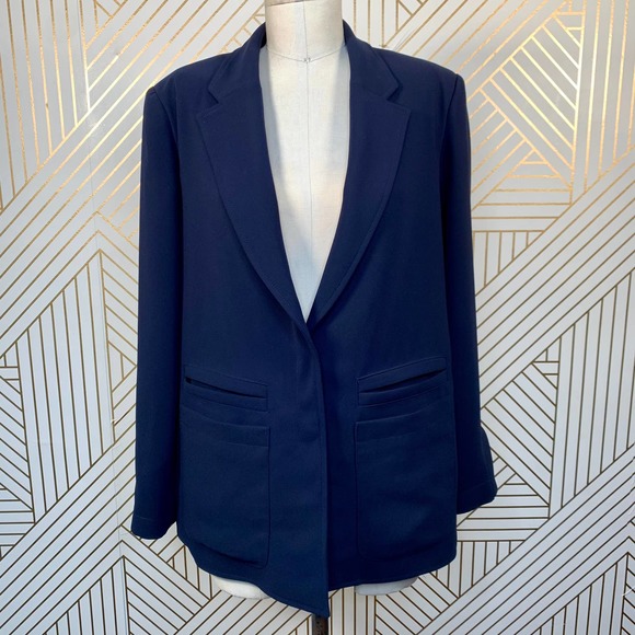 Rachel Comey Andes Blazer in Navy Blue Georgette - Picture 2 of 12
